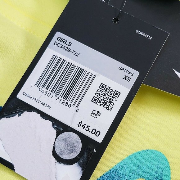 Nike Sweatshirt Girl's Swoosh Sportswear 3D Print Hooded Yellow Blue DC3429-712 - Picture 8 of 9